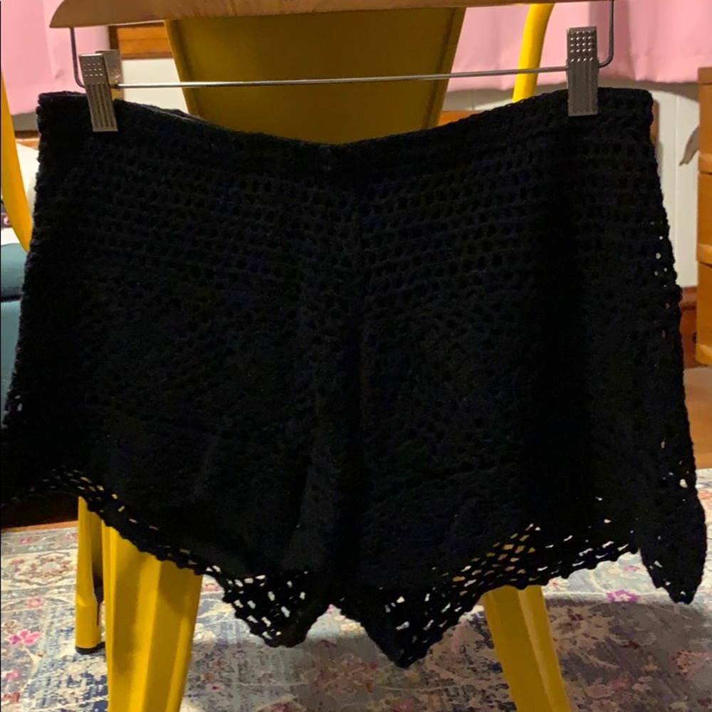 Black crochet shorts
